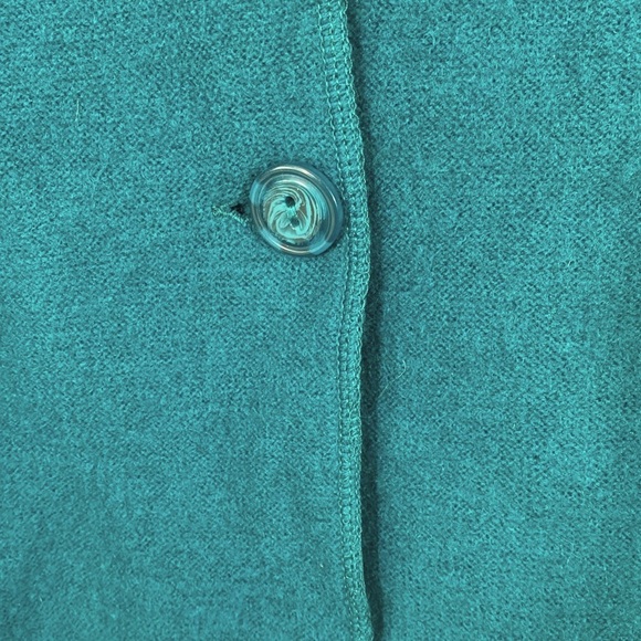 Jane Ashley Wool Blend Turquoise Cardigan Sweater Blazer Size L - Picture 2 of 5